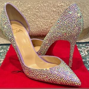 Christian Louboutin Swarovski Crystal Strass Heels Iriza 100mm Lilac Purple 39.5
